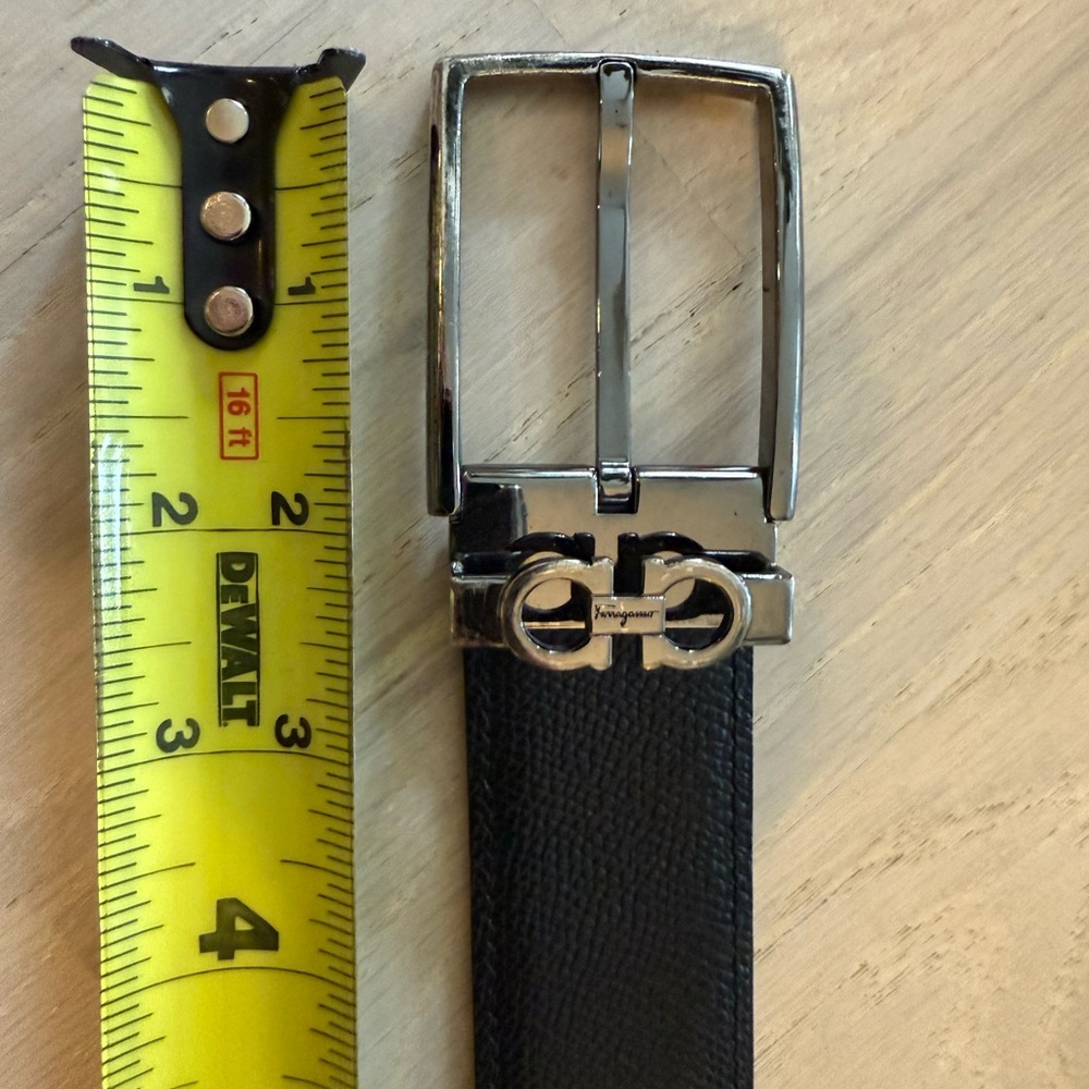 Salvatore Ferragamo Black/Brown REVERSIBLE Belt with Silver Buckle